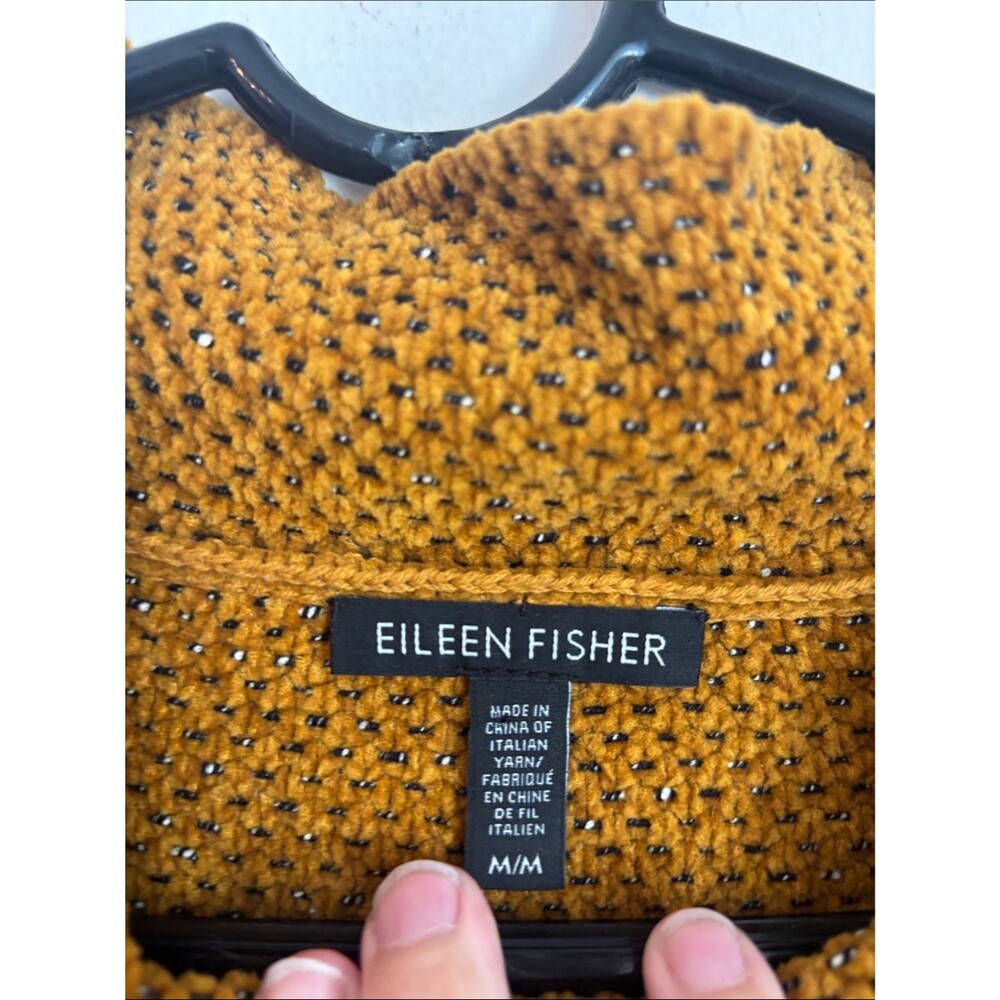 Eileen Fisher Women’s tweety textured Mustard 100% cotton mock neck Sweater MD - Picture 5 of 8